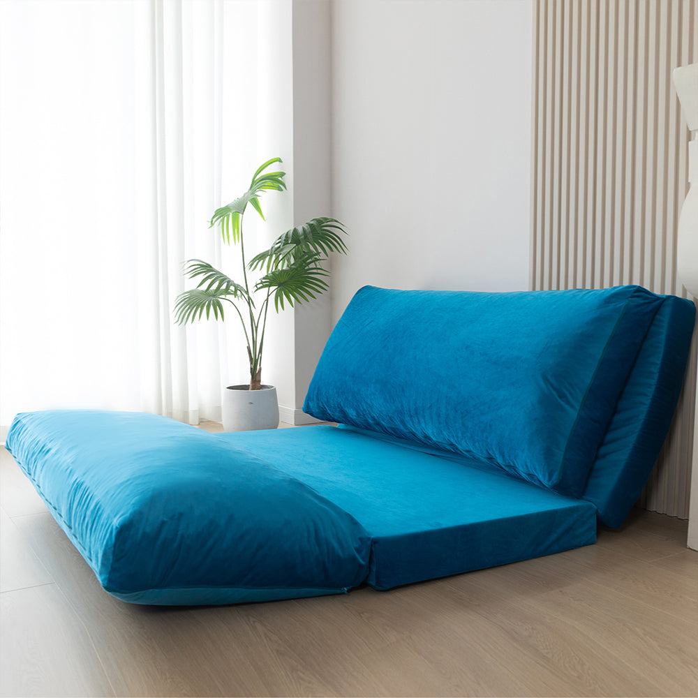 MAXYOYO Velvet Bean Bag Folding Sofa Bed for Adults - Dark Grey Washable Cover - Perfect for Living Room, Bedroom & Dorm Room Lounging