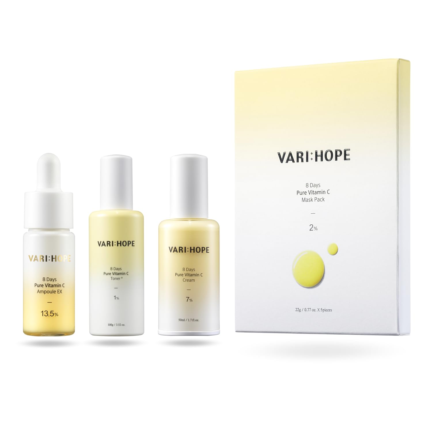 Ultimate Vitamin C Skincare Set - Brightening Serum, Moisturizing Cream, Hydrating Toner & Sheet Mask for Glowing Skin - Perfect for Daily Routine & Anti-Aging Care