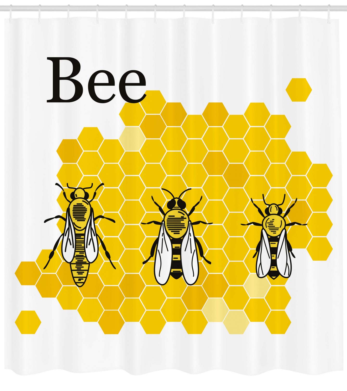 Ambesonne Queen Bee Shower Curtain - Computer Graphic Design of Queen Drone & Worker Bees - 105