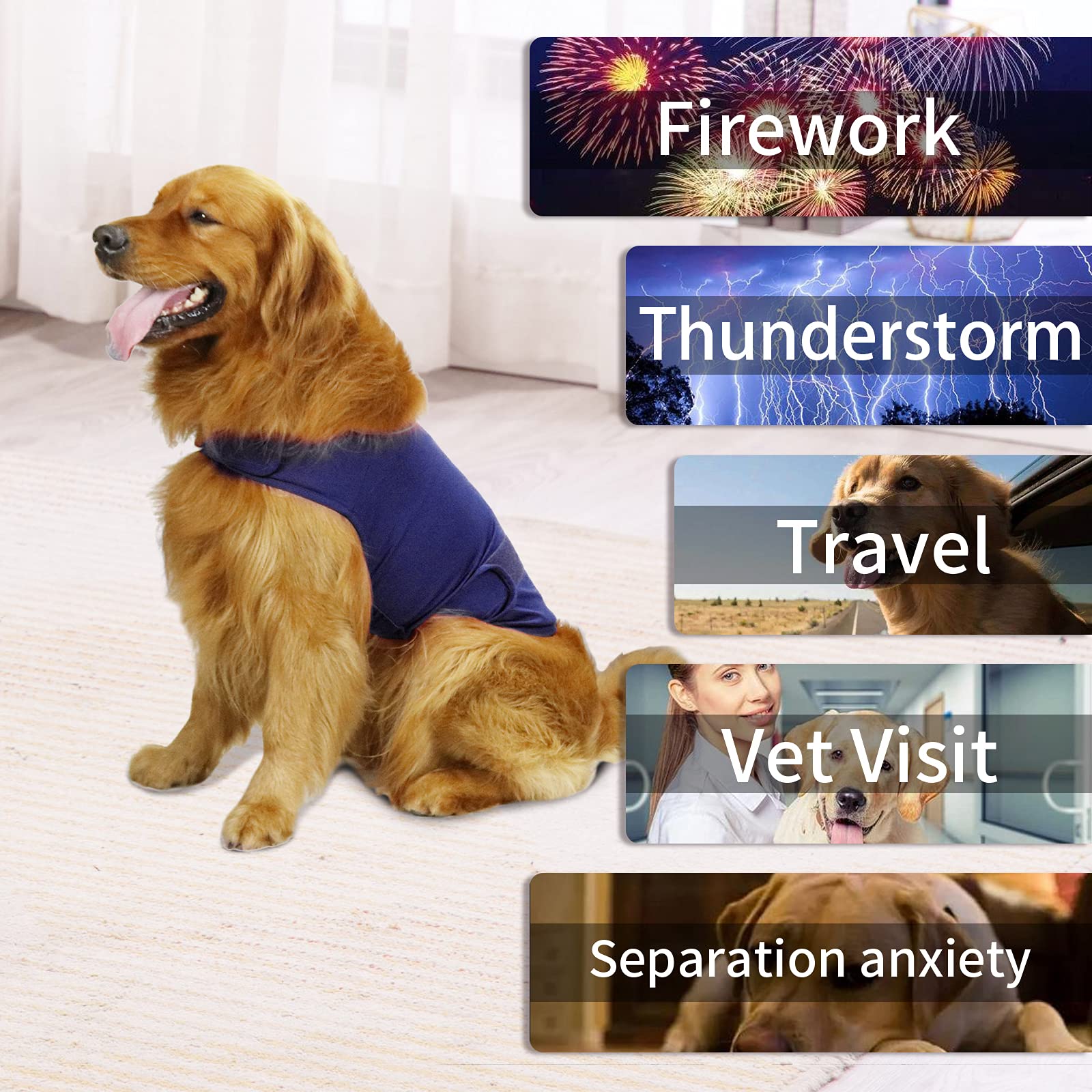 ThunderShirt Anxiety Relief Calming Vest for Dogs - XL Navy Blue - Reduce Stress & Anxiety During Storms, Fireworks & Travel