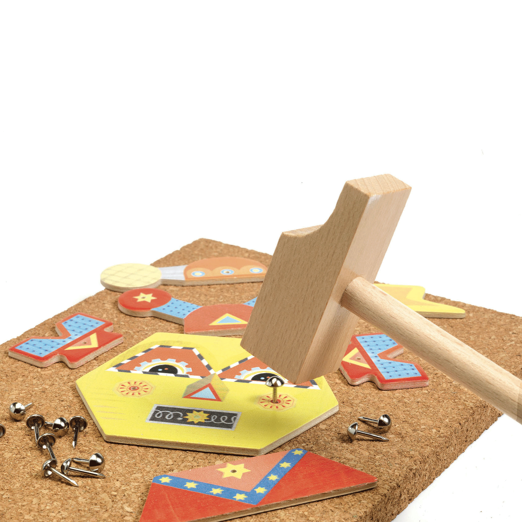 Djeco Tap Tap Hammering Board Toy - Educational Wooden Hammering Game for Toddlers & Kids - Fun Fine Motor Skills Activity for Preschool Learning & Playtime