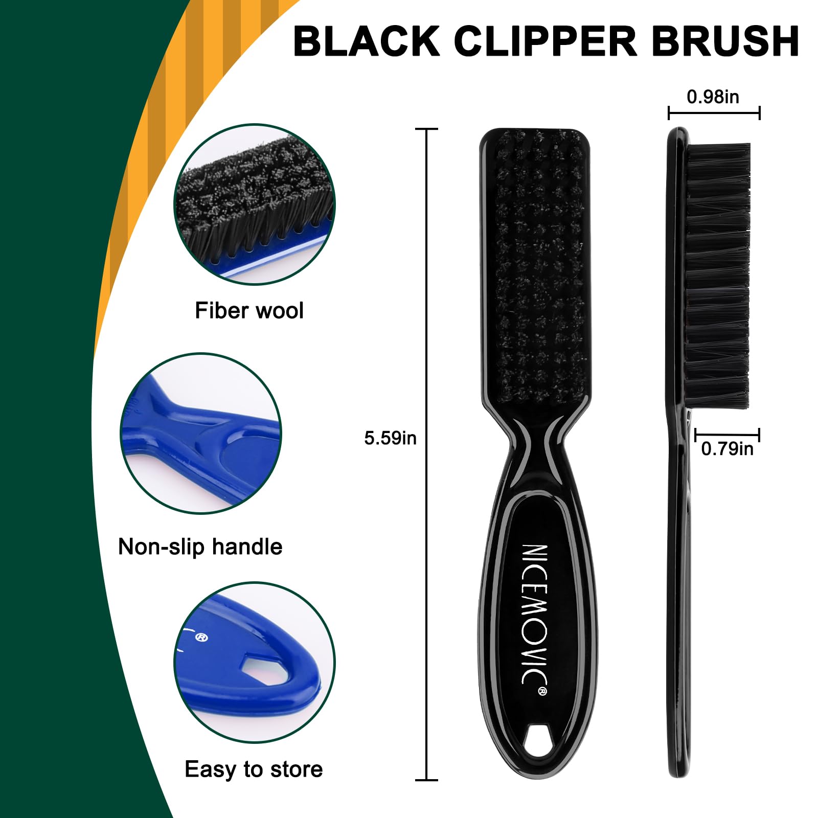 10 Pack NICEMOVIC Barber Clipper Cleaning Brushes - Professional Hair Trimmer & Blade Cleaning Tools Set with Nylon Bristles (Black & Blue) - Perfect for Salon, Home Grooming & Beard Care Accessories