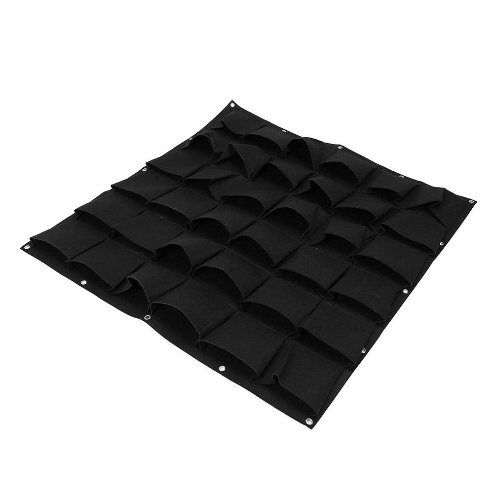 36-Pocket Vertical Wall Mounted Grow Bags - Hanging Planters for Flowers, Herbs & Vegetables - Outdoor Garden, Balcony & Patio Greening - Felt Planter Pouches for Small Space Gardening (Black)