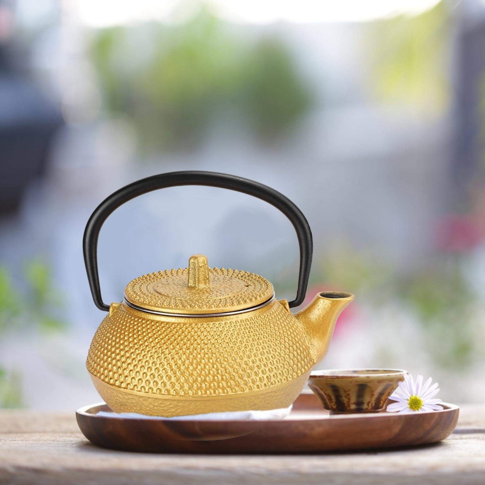 Premium Cast Iron Teapot with Infuser - 10Oz Japanese Tetsubin Stovetop Tea Kettle - Gold Iron Teapot for Loose Leaf Tea - Perfect for Home, Office & Traditional Tea Ceremonies