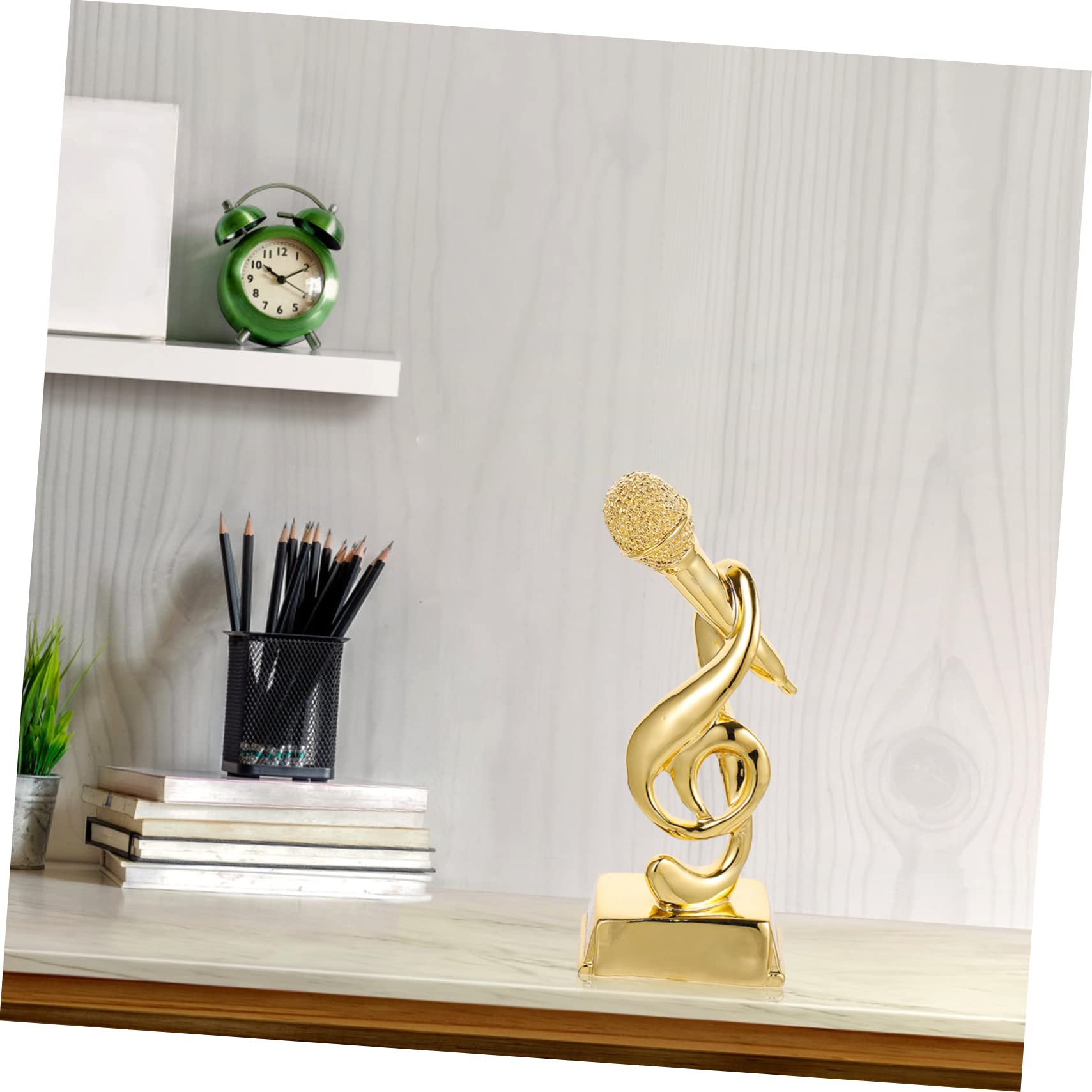 WOONEKY Gold Singing Competition Microphone for Kids - Desktop Decorative Mic for Music Contests & Karaoke Fun at Home