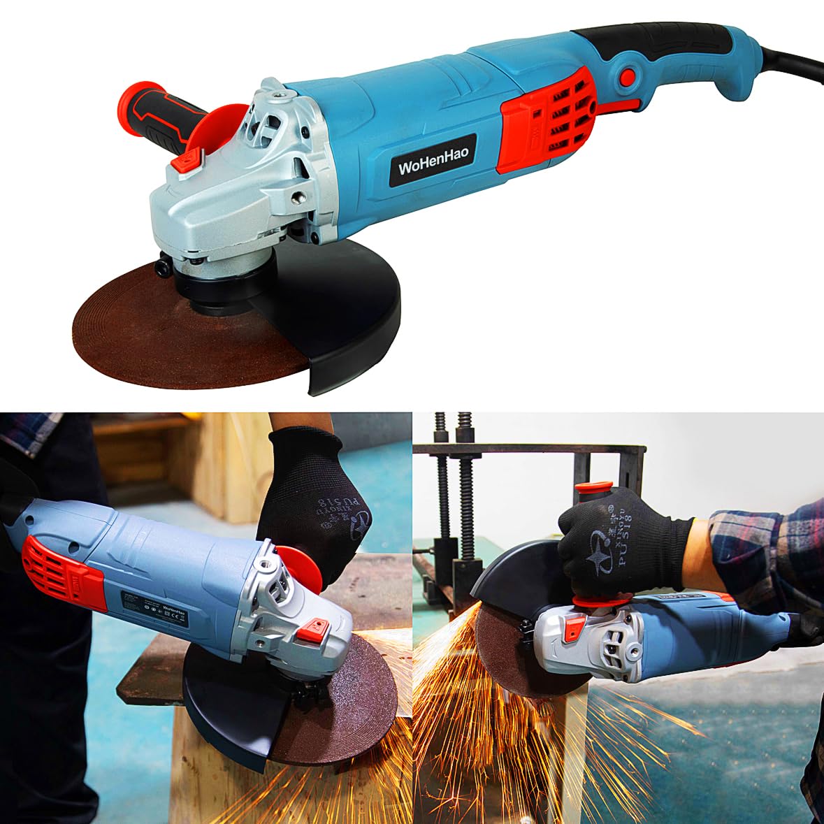 7 Inch Concrete Grinder Set with Dust Extraction Shroud & Diamond Grinding Wheel - Professional Tile Adhesive Removal Machine for Floor Resurfacing, Renovation & DIY Projects