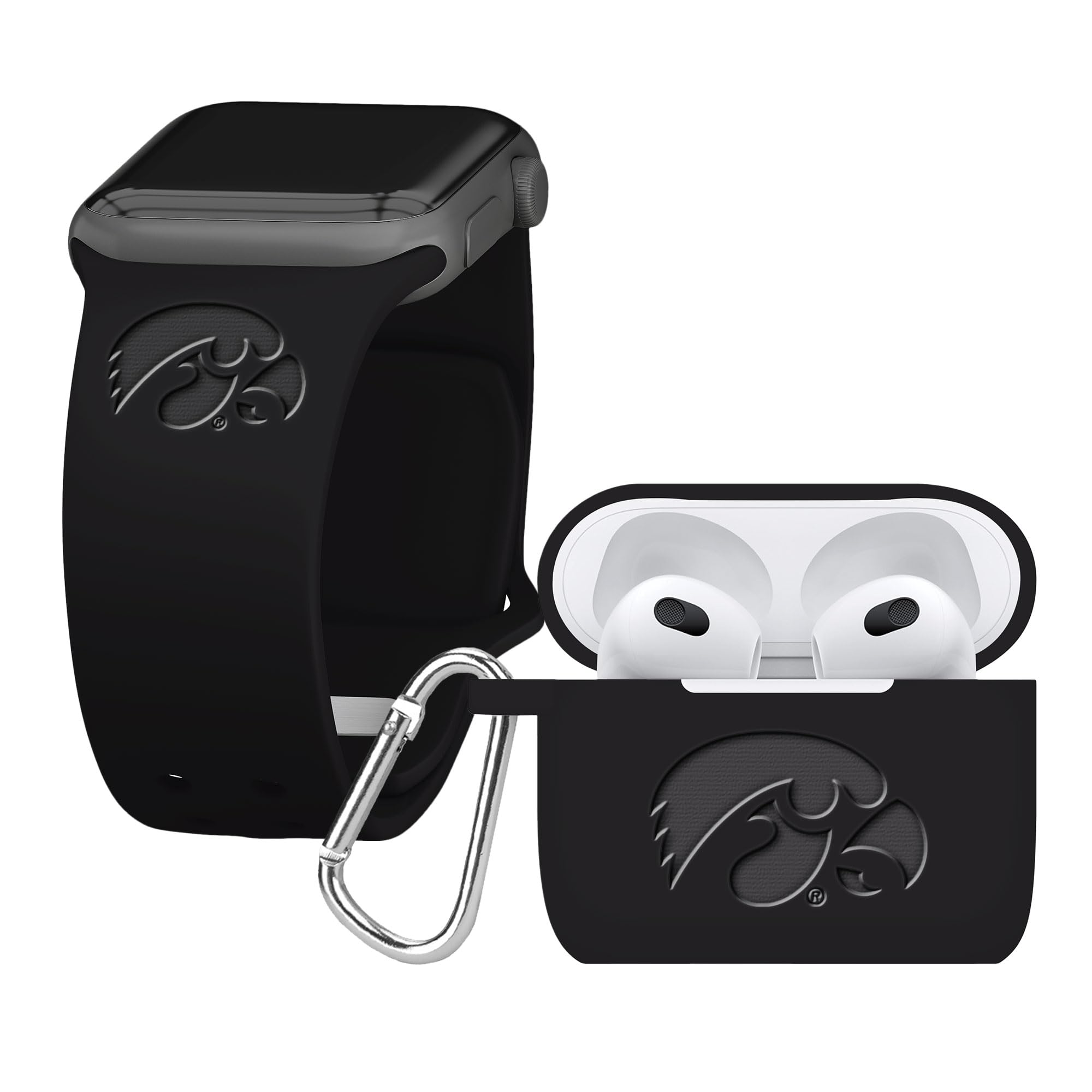 Iowa Hawkeyes Engraved Silicone Affinity Bands - Compatible with Apple Watch & AirPods Gen 3 - Perfect for Game Day, Workouts, and Everyday Wear