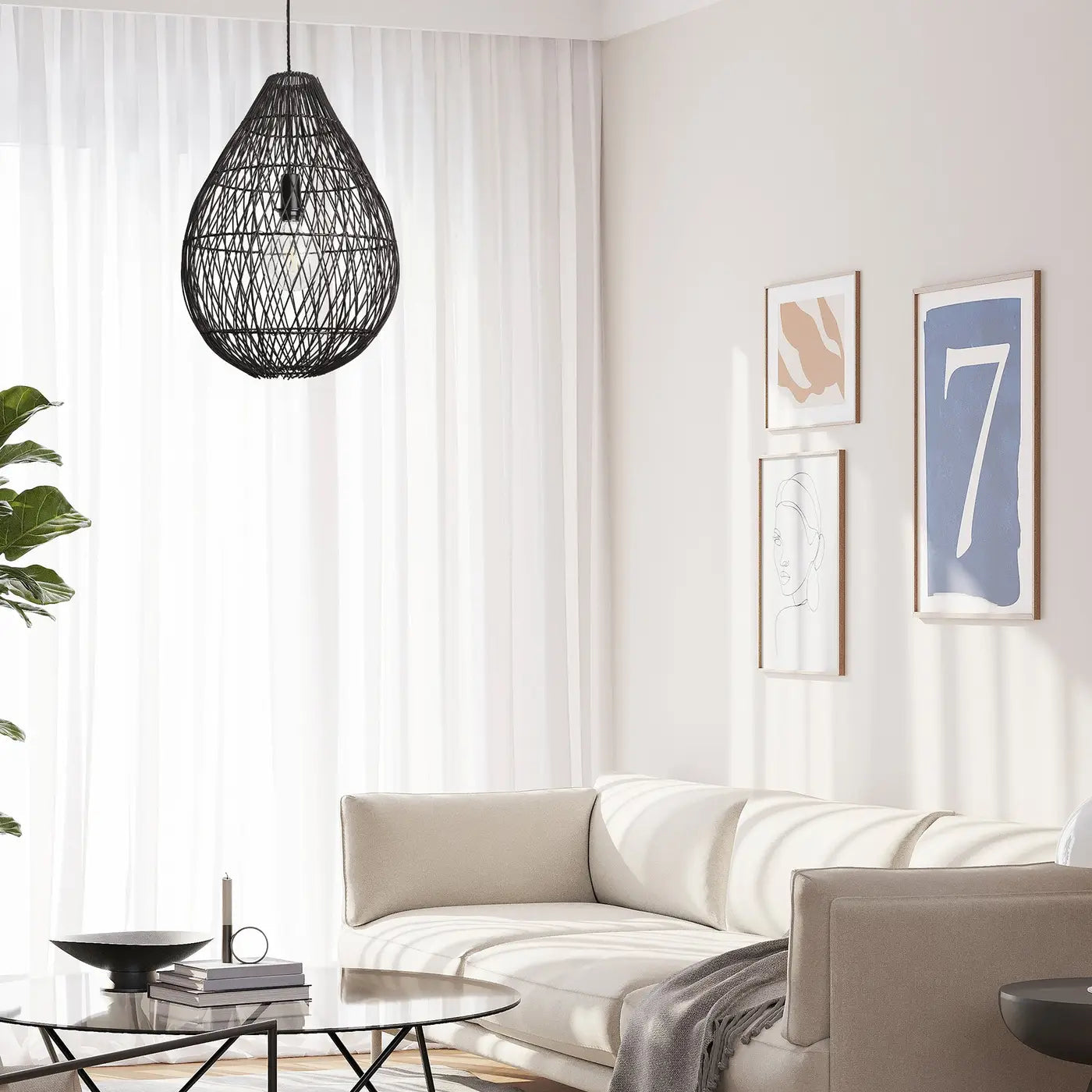 16 Inch Coastal Rattan Ceiling Pendant Light with Natural Woven Texture - Perfect for Beach House, Boho Bedroom or Porch Lighting Decor