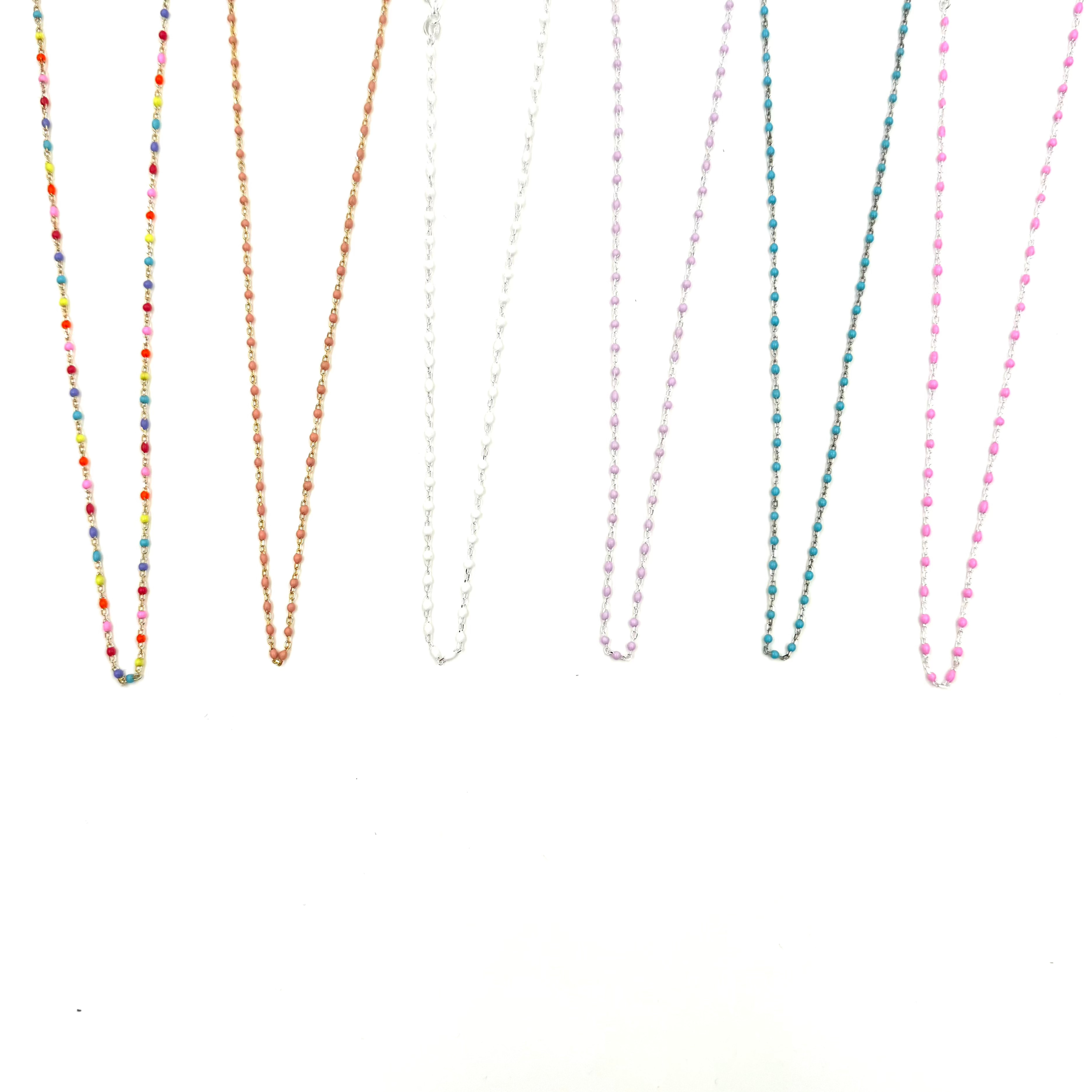 Ashley Gold Sterling Silver Wire Wrapped Enamel Beaded Necklace - Elegant Layering Piece for Women's Everyday Wear & Special Occasions