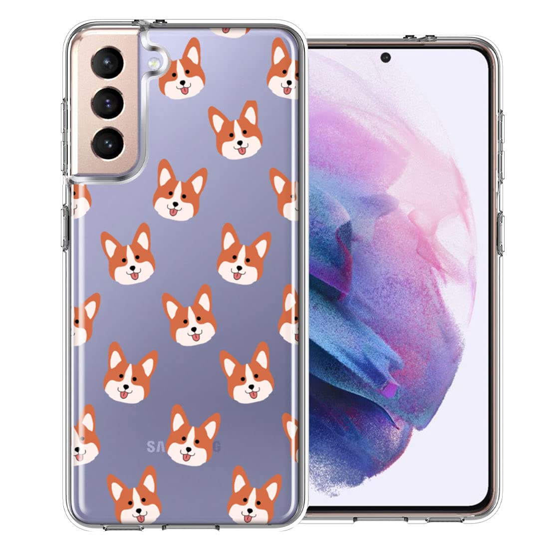 Shiba Inu Polkadot Design Double Layer Protective Case for Samsung Galaxy S21 - Cute & Durable Phone Cover for Everyday Use, Work, and Travel