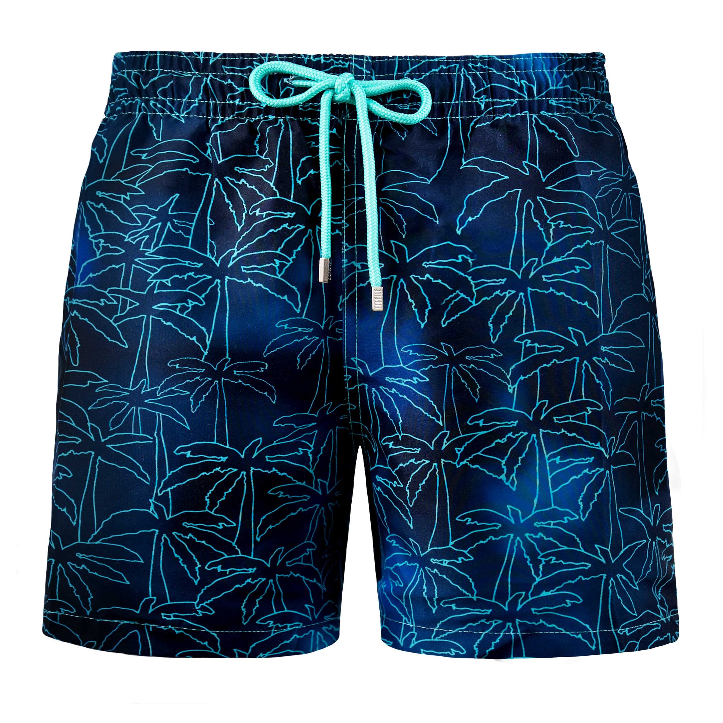 Premium Men's Luxury Swim Shorts by Capelle Miami - Foggy Palms Print - Quick Dry, Comfortable & Stylish for Beach, Pool & Vacation