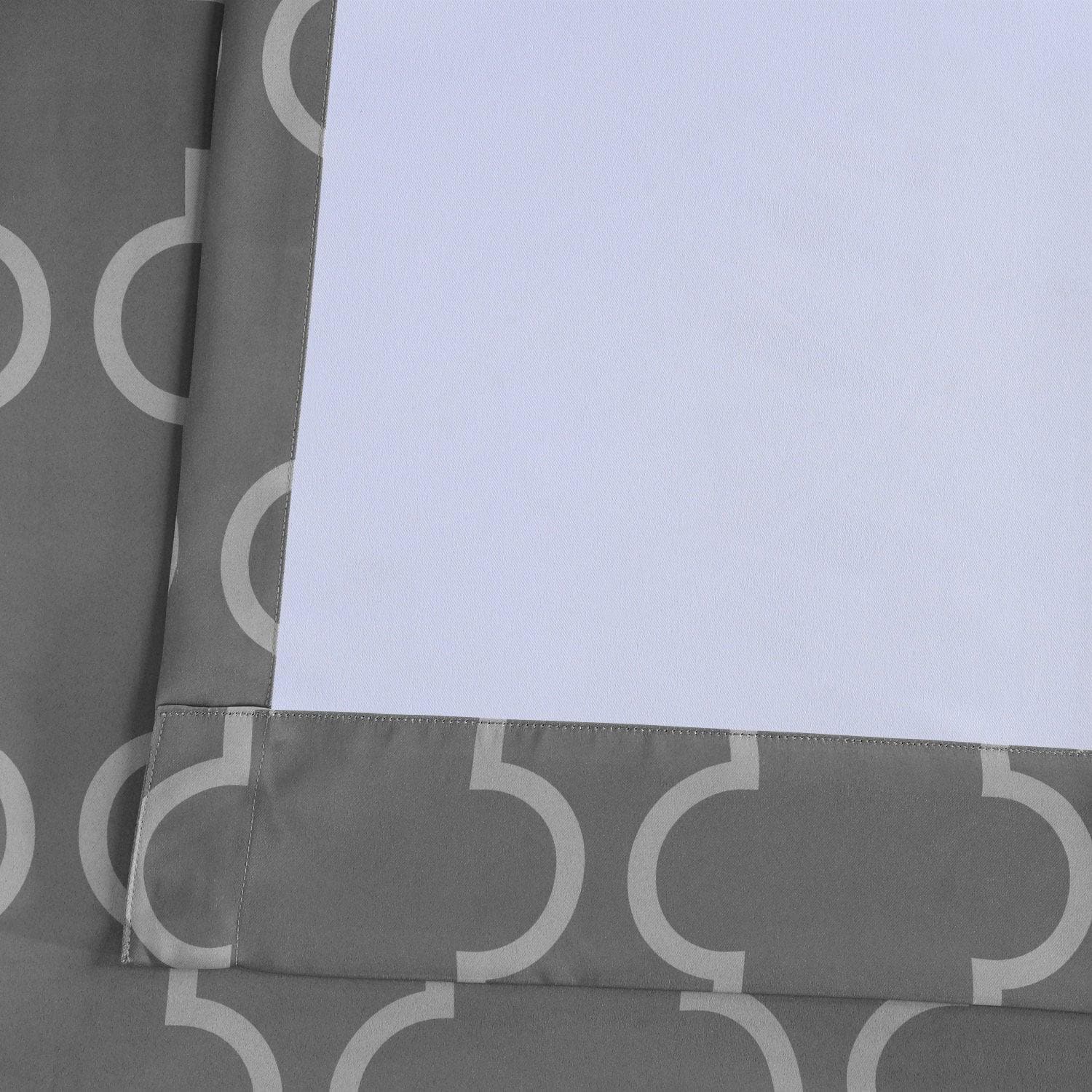 Seville Grey & Silver Geometric Blackout Curtains for Bedroom & Living Room - Modern Window Treatment for Light Blocking & Privacy