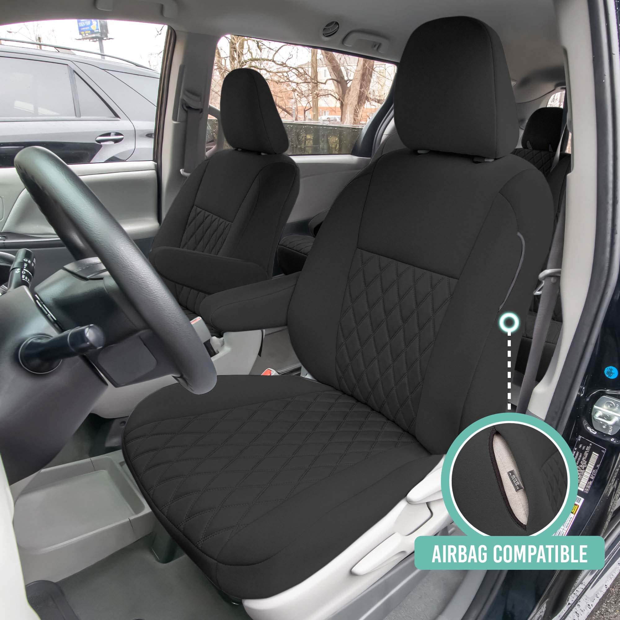 FH Group Custom Fit Neoprene Seat Covers for 2011-2020 Toyota Sienna | Waterproof Neosupreme Automotive Seat Protectors | Front Set Black | Perfect for Family Road Trips & Daily Commute