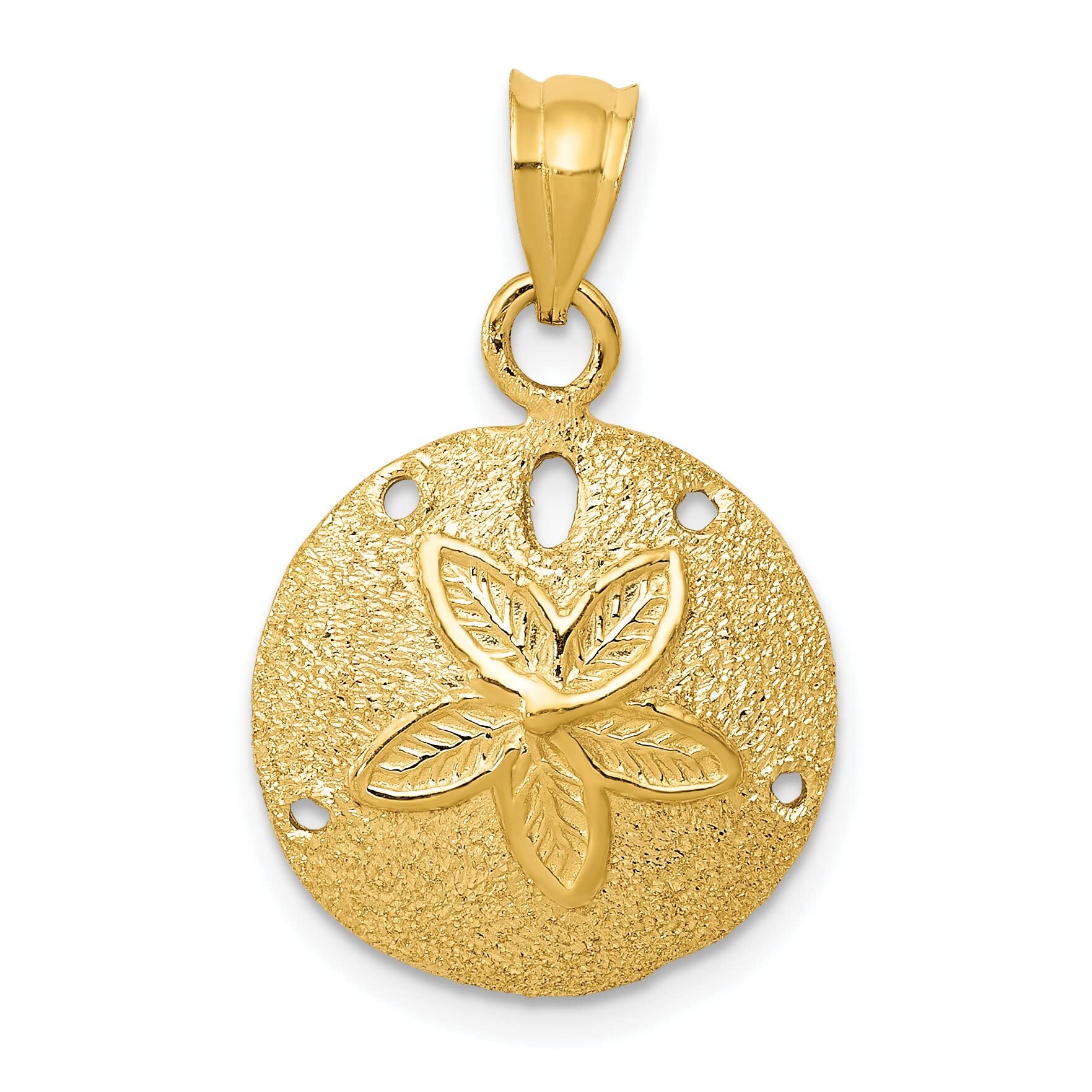 FindingKing 14K Gold Polished Laser-Cut Sand Dollar Pendant Necklace - Elegant Beach Jewelry for Women, Perfect Gift for Ocean Lovers, Birthday & Anniversary