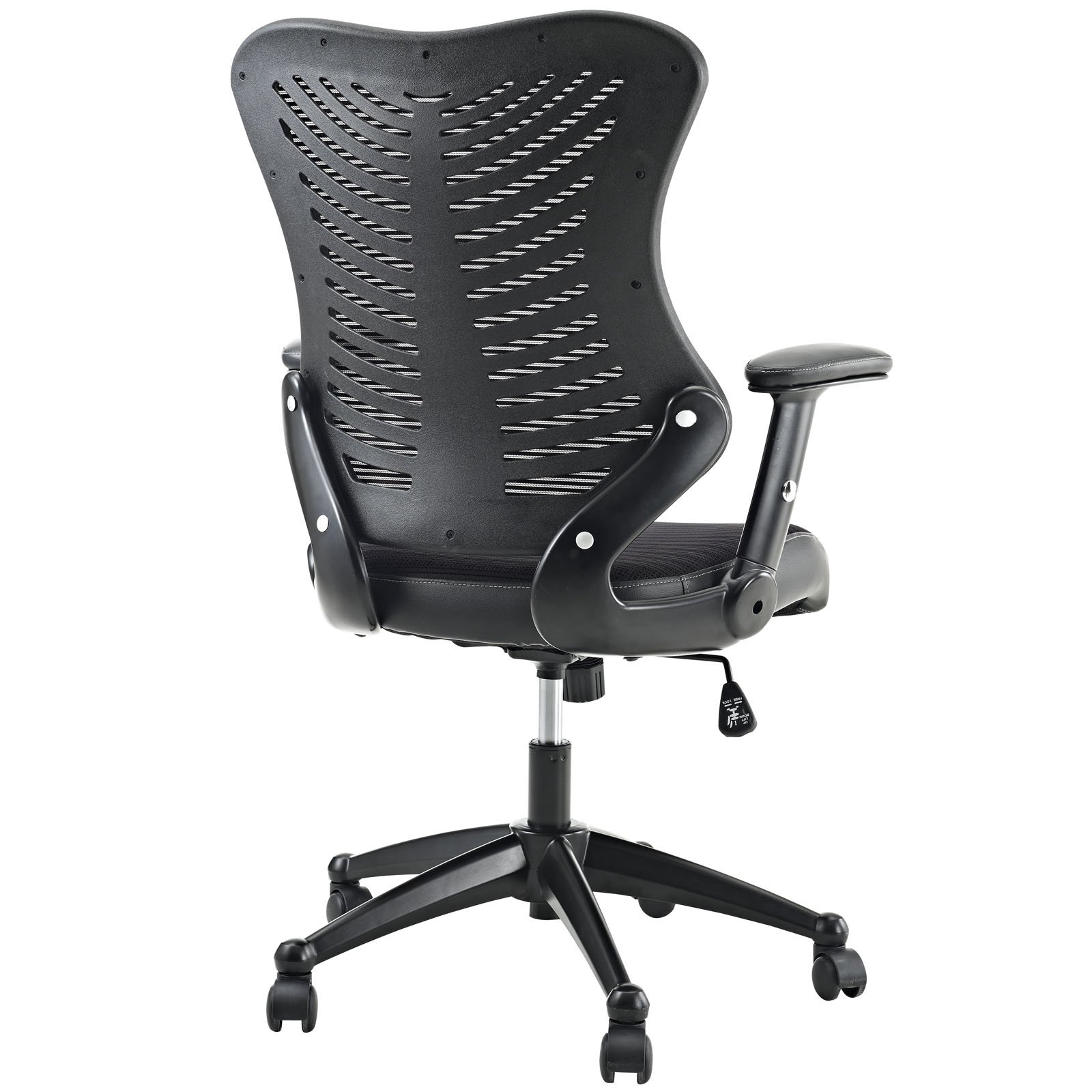 Modern Office Chair - Ergonomic Black Faux Leather Desk Chair with Aluminum Base for Home & Business Workspaces - Perfect for Long Hours of Comfortable Sitting in Office, Study or Gaming Setup
