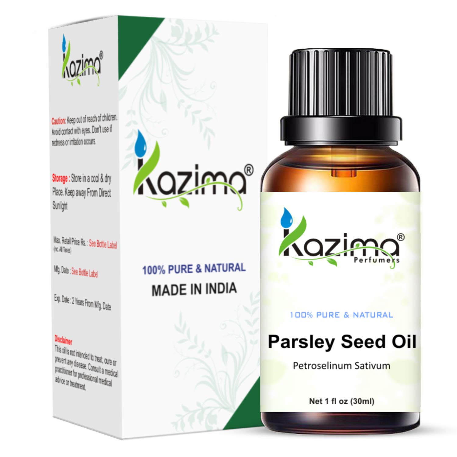 KAZIMA 100% Pure Parsley Seed Essential Oil - Undiluted, Natural for Skin & Hair Care (30ml) - Perfect for Aromatherapy, Massage & DIY Beauty Recipes