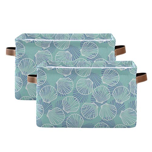 2-Pack Collapsible Canvas Storage Bins for Nursery, Fabric, Toys & Clothes - Foldable Organizer Box with Shell Design for Baby Room, Closet & Home Organization (Perfect for Diapers, Blankets & Laundry)