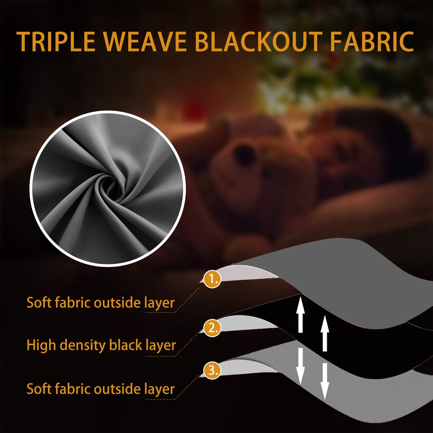 Blackout Half Curtains 34x30 Inch - Dark Gray Rod Pocket Window Curtains for Small Rooms, Living Room & Bathroom - Light Blocking, Room Darkening for Better Sleep & Privacy