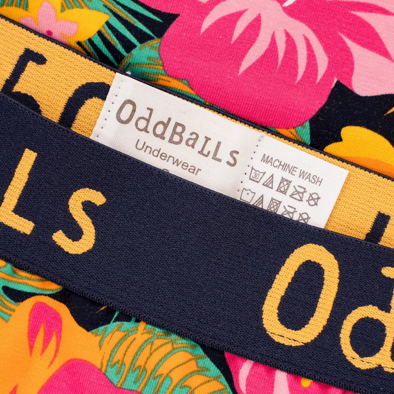 OddBalls Hibiscus Boxer Shorts for Men - Soft Cotton Underwear with Fun Floral Print - Perfect for Casual Wear, Lounging & Gifts