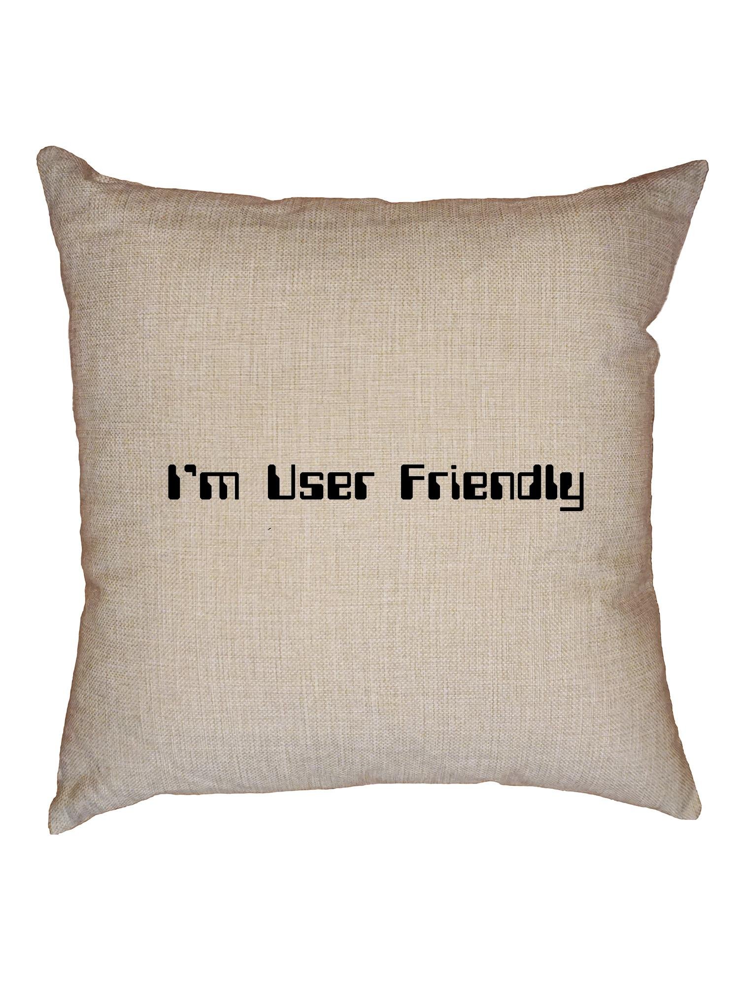 I'm User Friendly Funny Computer Geek Decorative Linen Throw Pillow Cover with Insert - Hollywood Thread - Perfect for Office, Gaming Room & Geek Decor