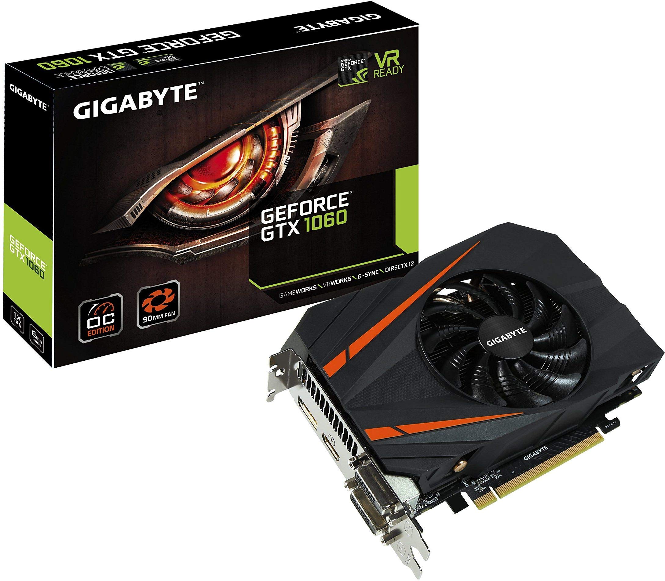 GIGABYTE GeForce GTX 1060 Mini ITX OC 6GB GDDR5 Gaming Graphics Card (GV-N1060IXOC-6GD) - Compact GPU for 1080p Gaming, VR & Video Editing in Small PC Builds