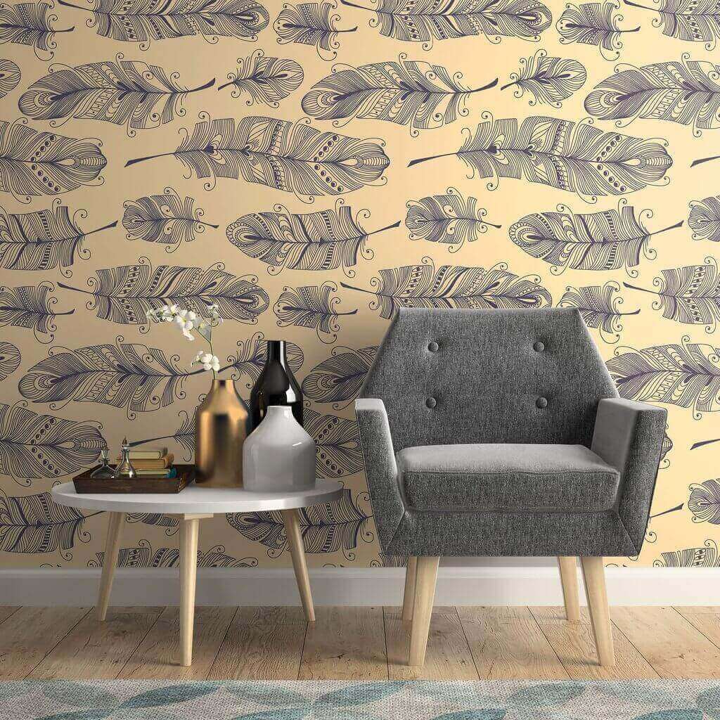 Tan and Blue Global Animal Peel and Stick Removable Wallpaper 0159 - Self-Adhesive Decorative Wallpaper for Nursery, Bedroom, or Office - Easy to Install and Remove Without Damage