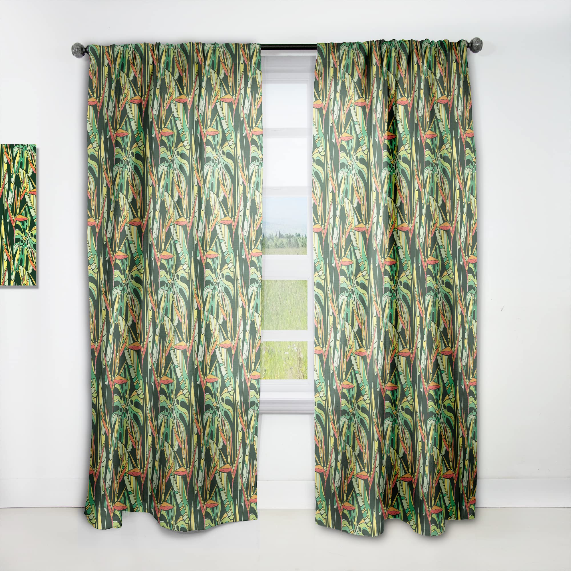 DesignQ Thermal Insulated Curtains - Colorful Tropical Pattern with Heliconia Flowers - Single Panel 52x108 Inches - Blackout Drapes for Bedroom & Living Room - Perfect for Home Decor, Privacy & Sun Protection