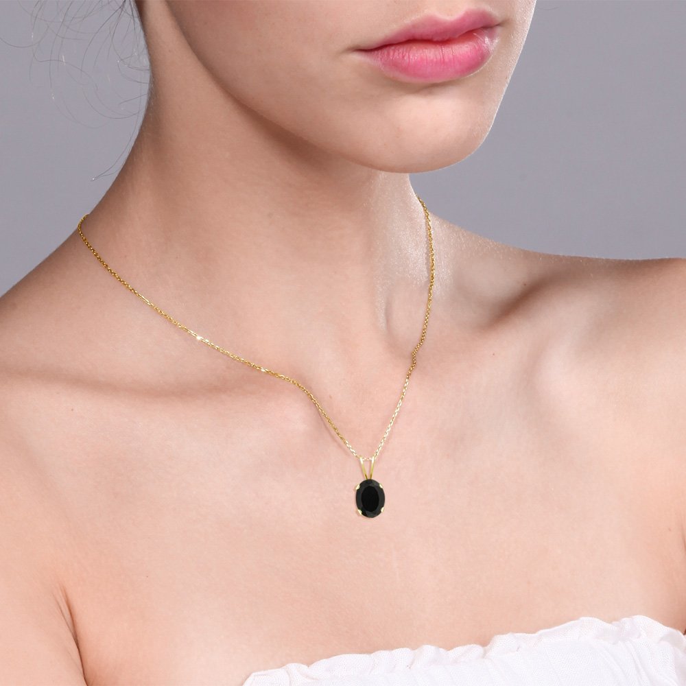 14K Yellow Gold 8X6MM Oval Birthstone Pendant Necklace for Women - 18 Inch Gold Rope Chain | Personalized Fine Jewelry Gift for Mom, Wife, Girlfriend | Perfect for Birthdays, Anniversaries & Special Occasions