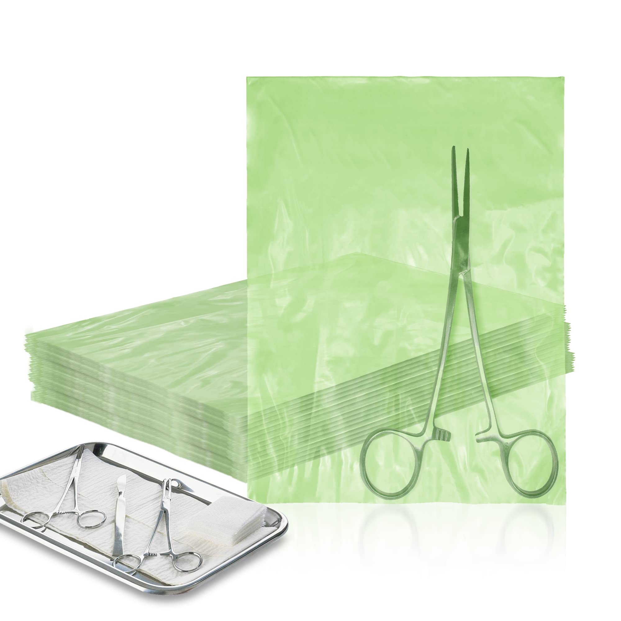 1000 Pack Green-Tinted Sterilization Bags 12x15 Inches | 2 Mil Thick Polyethylene Open-Ended Bags for Medical Use | Perfect for Pharmacy, Infirmary & Healthcare Facilities | Sterile Storage & Medical Equipment Protection