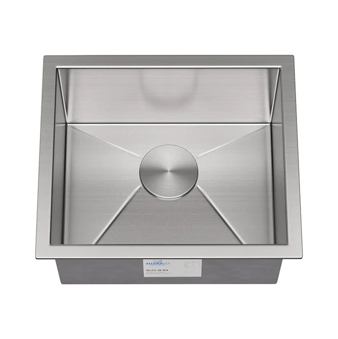 Allora USA KH 1518 15x18x8.5 Inch Handmade Undermount Single Bowl Stainless Steel Bar Sink - Perfect for Commercial Bars, Restaurants, and Home Kitchens