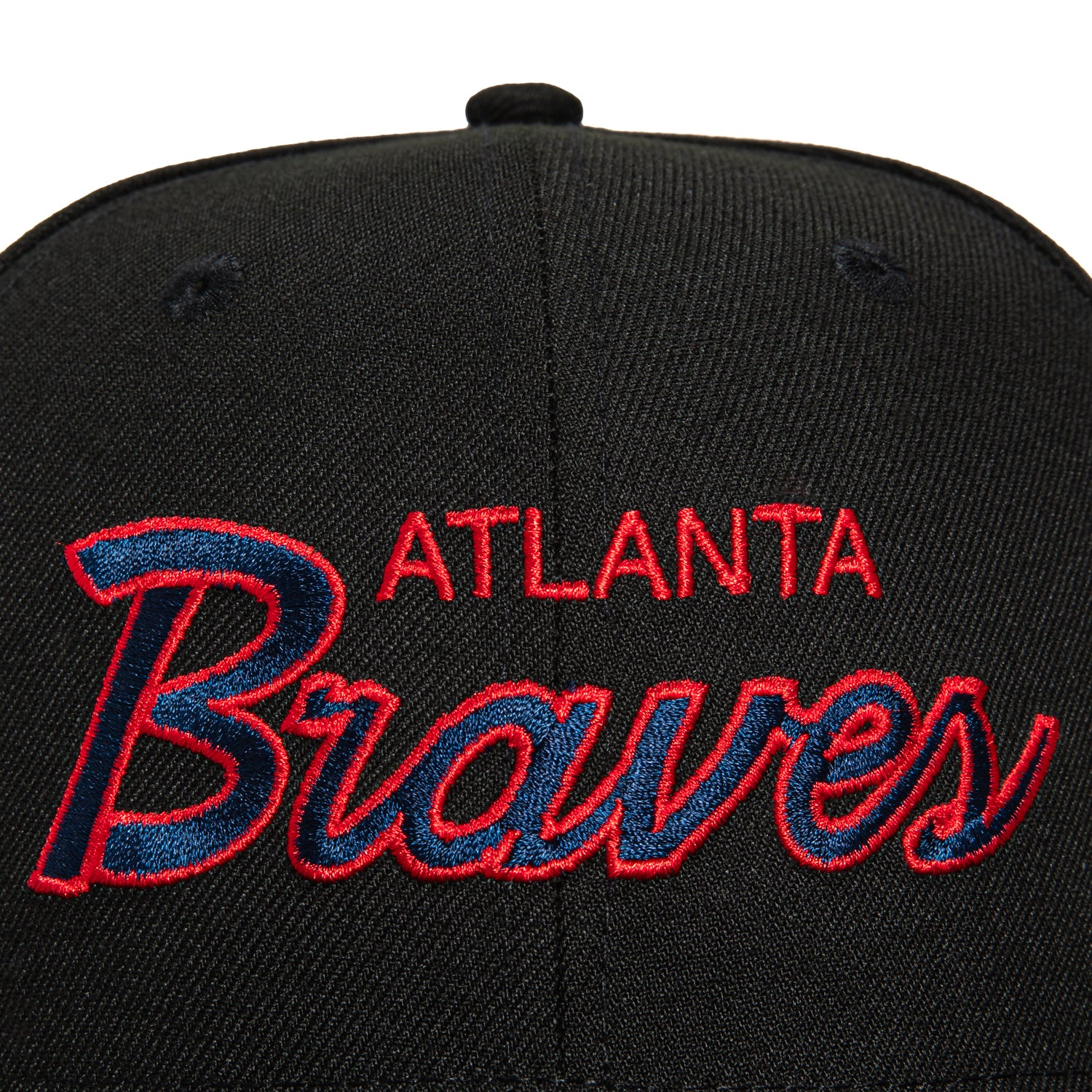 New Era 59Fifty Atlanta Braves Logo Patch Script Hat - Black MLB Baseball Cap for Men & Women - Perfect for Games, Fan Gear & Streetwear Fashion