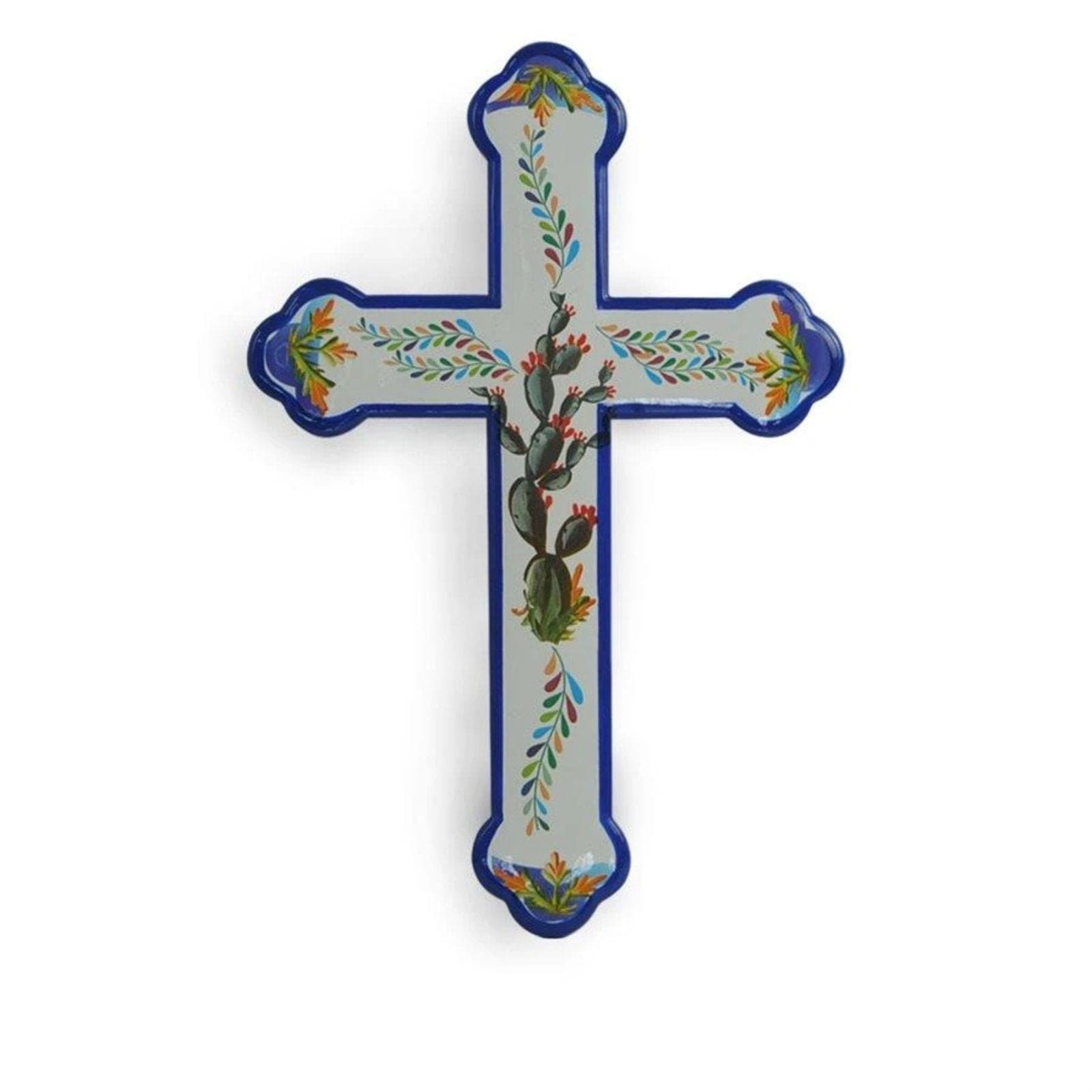 Vibrant Mexican Motif Cross Wall Decor - Handmade Folk Art for Home, Office & Gift Giving - Perfect for Day of the Dead, Cinco de Mayo & Southwestern Decor
