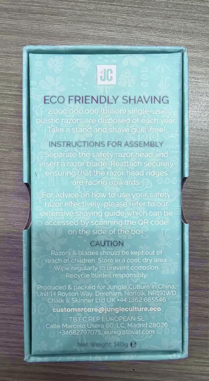 Jungle Culture Safety Razor for Women & Men - Premium Stainless Steel Eco-Friendly Reusable Shaver for Face & Body Shaving - Perfect for Travel, Home Use & Sustainable Grooming Routine