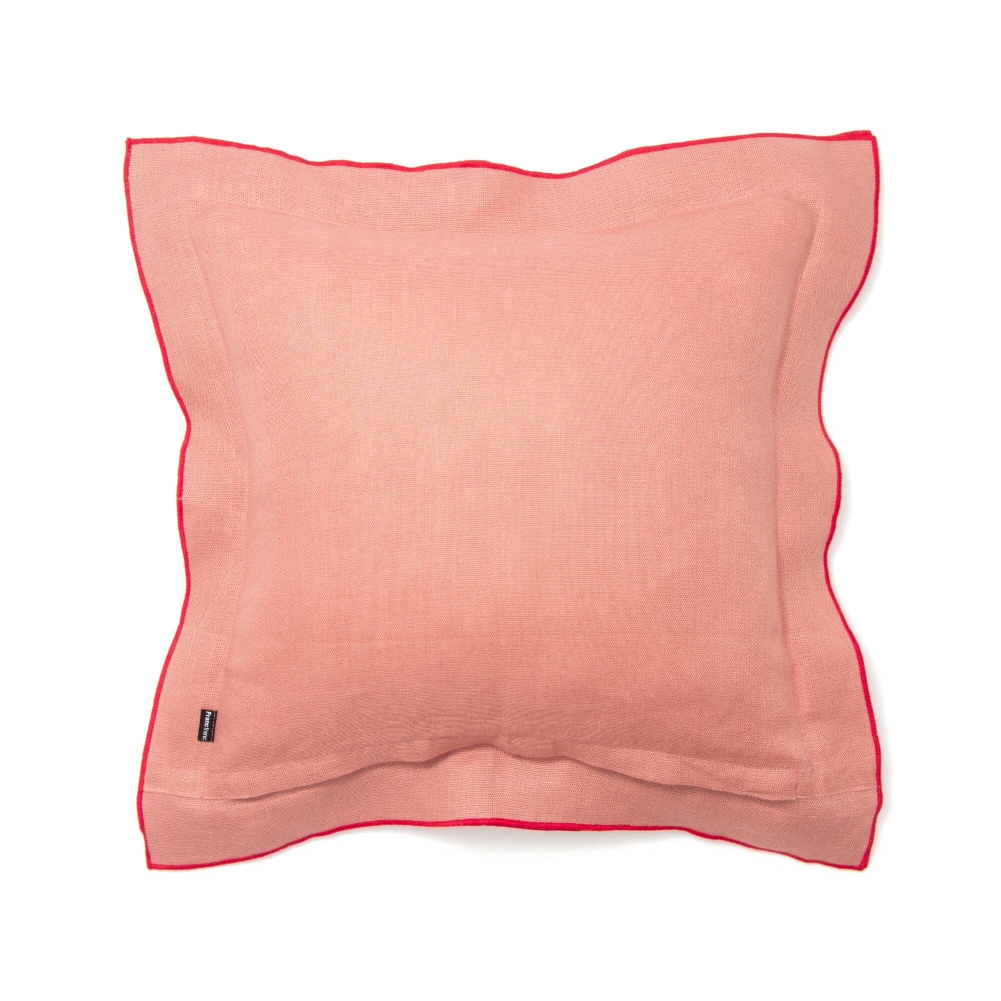 Premium Linen Flange Cushion Cover 18x18 Inches - Soft Orange Decorative Pillow Case for Sofa, Bed & Home Decor