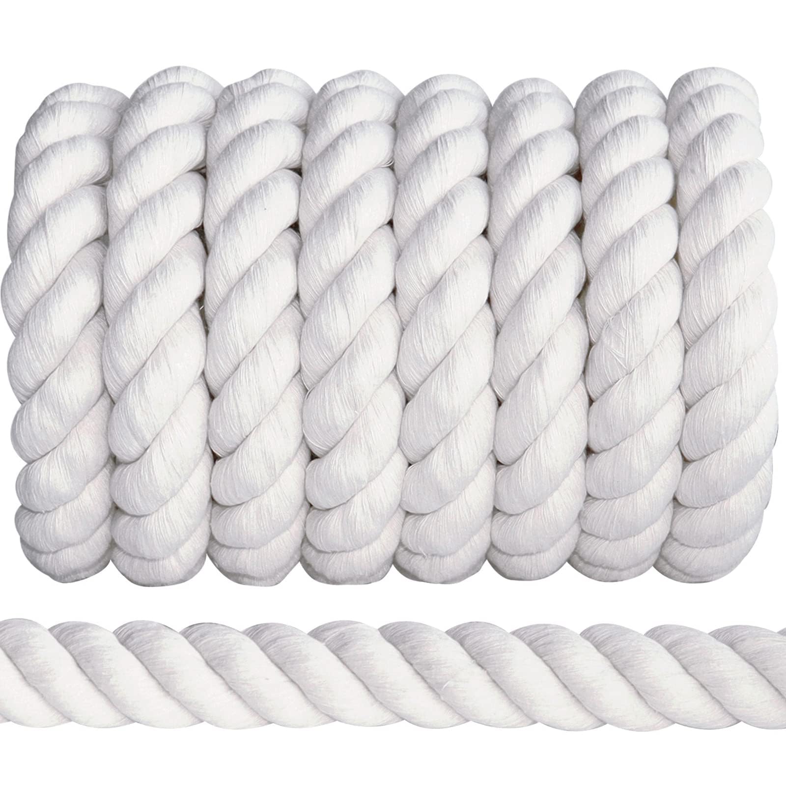 Premium 1-Inch x 50-Foot Natural White Cotton Rope - Heavy Duty Twisted Rope for DIY Crafts, Tug of War Games, Hammock Making & Home Decor - Perfect for Outdoor Activities, Camping & Interior Design Projects