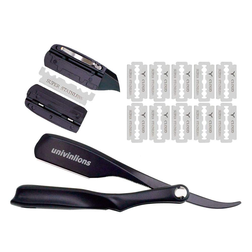 10-Pack Stainless Steel Straight Razor Blades - Professional Barber Shaving Razor for Beard, Face, Underarm & Body Hair Removal - Durable Spring Style Eyebrow Shaper for Men & Women - Perfect for Home Grooming & Salon Use