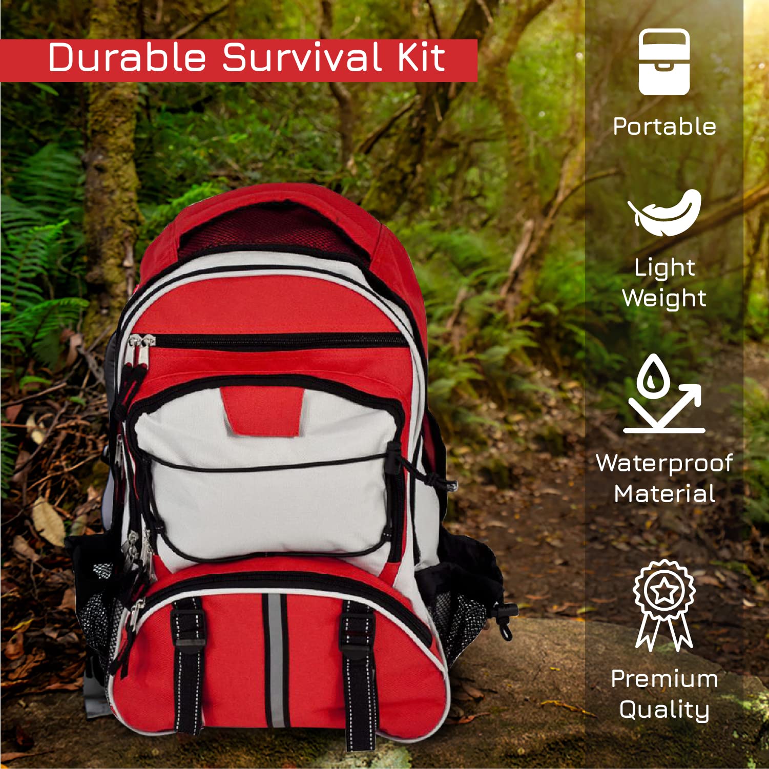 Guardian Survival Kit - 72-Hour Emergency Preparedness Backpack with Food, Water, First Aid, Flashlight, Hygiene Supplies & Shelter - Compact Survival Gear for Outdoor Adventures, Natural Disasters & Emergency Situations - Perfect for Camping, Hiking & Disaster Preparedness