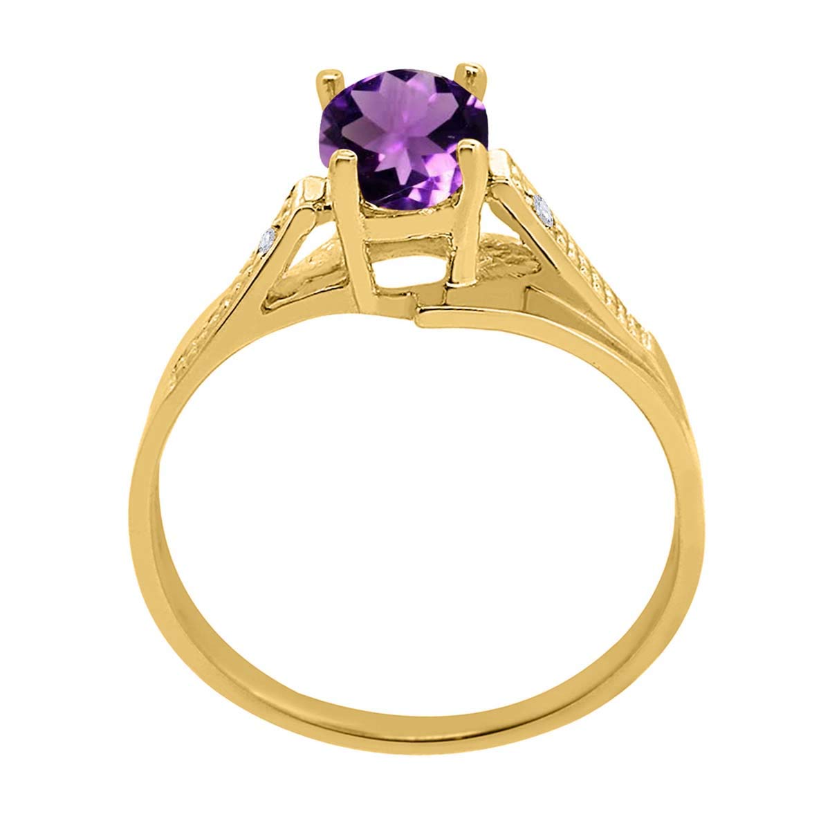 0.85 Carat Oval Amethyst & Diamond Wave Ring in 10K Yellow Gold for Women | Elegant Prong Setting | Perfect for Weddings, Anniversaries & Special Occasions | MauliJewels