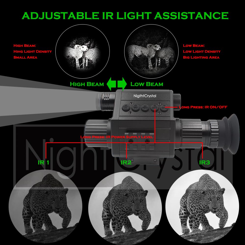 1080P HD Tactical Hunting Night Vision Scope with Built-in IR Flashlight, OLED Screen, DVR & Adjustable Crosshairs - Perfect for Night Hunting, Wildlife Observation & Security Surveillance