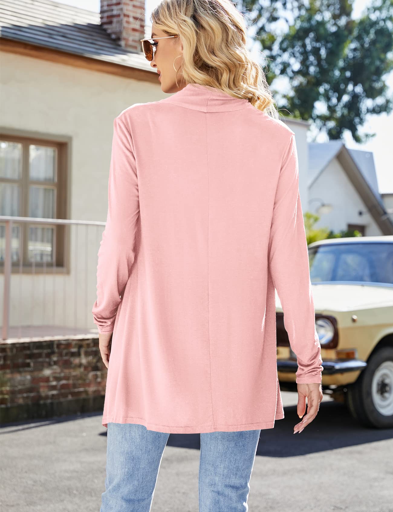 Women's Lightweight Draped Front Open Cardigan - Casual Long Sleeve Sweater Duster for Fall & Winter | Perfect for Office, Lounge & Layering Outfits