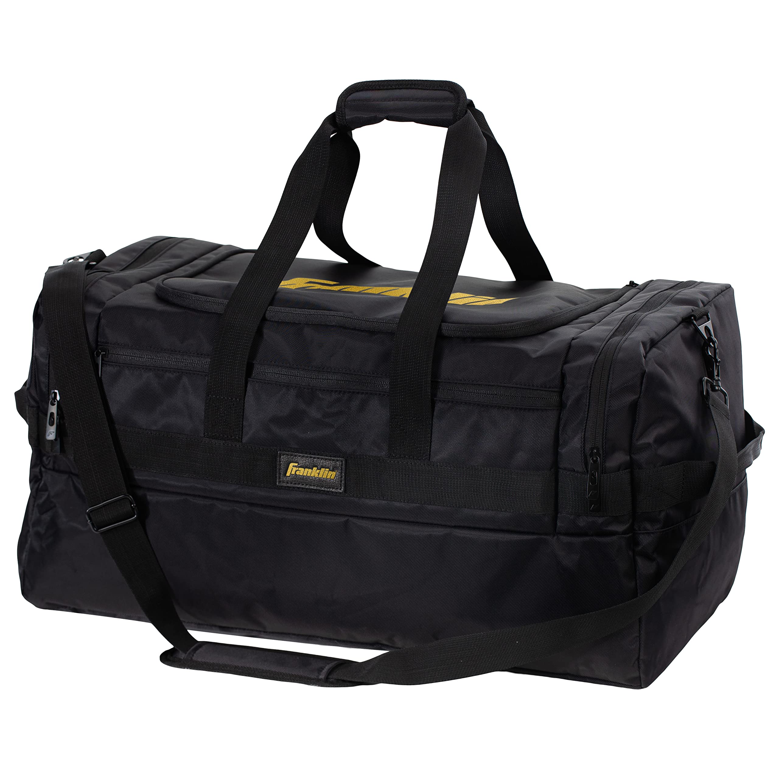Franklin Sports Elite Series Pickleball Duffle Bag - Large Capacity Tennis Bag for Paddles, Balls & Gear - Water-Resistant Travel Duffel for Men & Women (Black) - Perfect for Court, Gym & Outdoor Sports