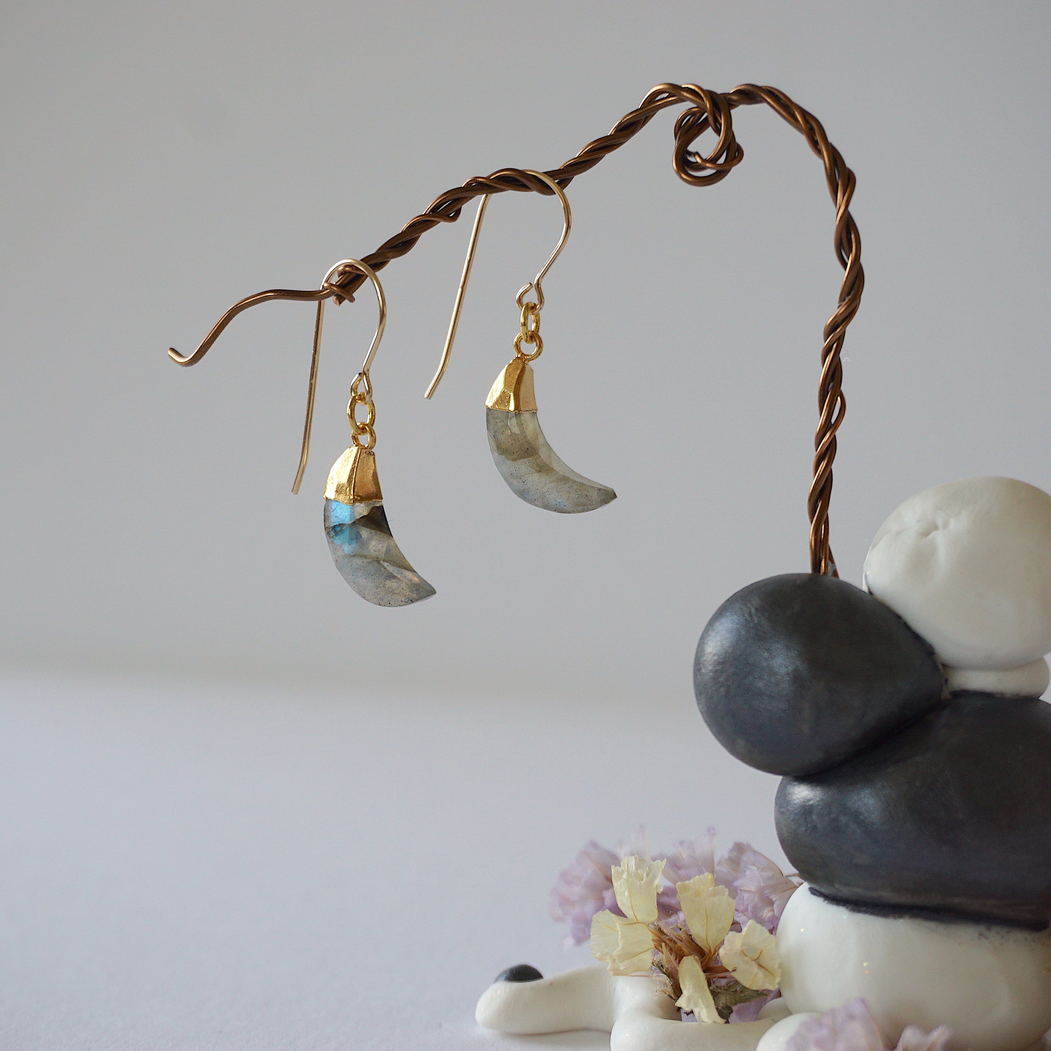 Labradorite Moon Drop Earrings - 14K Gold Filled Dangle Earrings for Women | Perfect for Weddings, Parties & Everyday Elegance