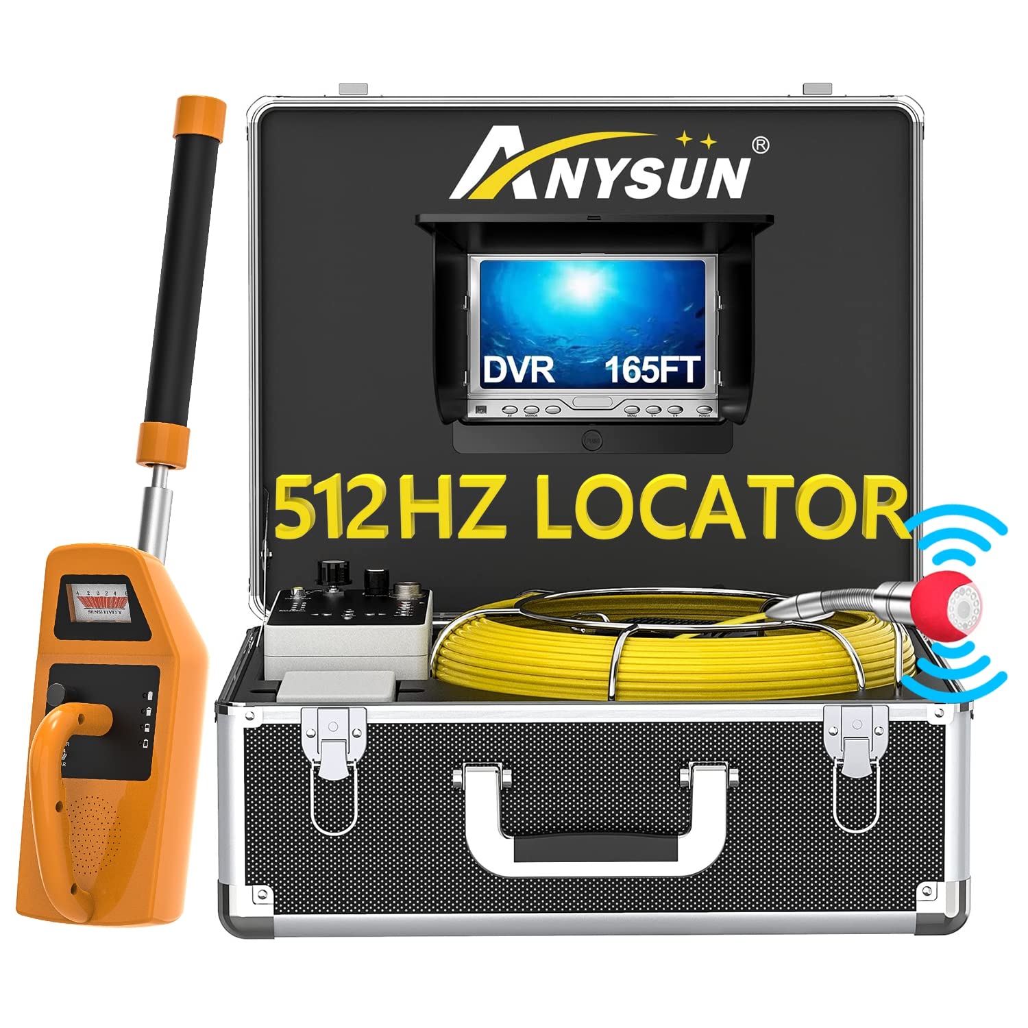 **Anysun 165FT Sewer Inspection Camera with 512Hz Locator & Receiver – 7