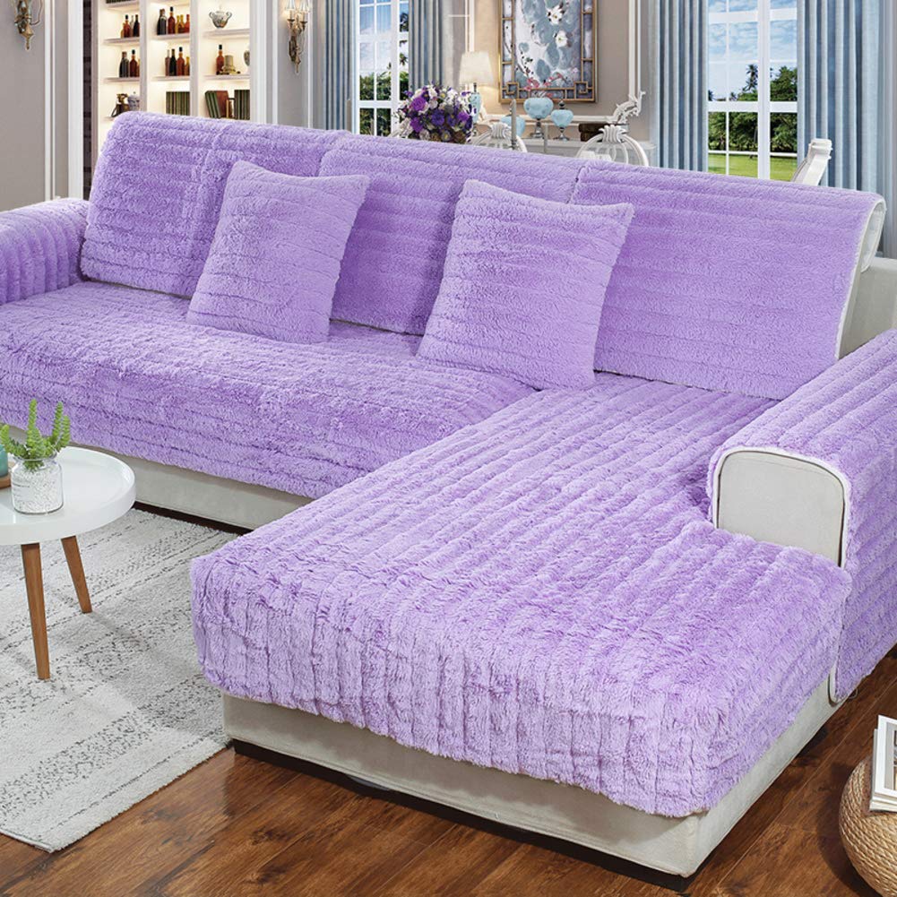 HM&DX Quilted Anti-Slip Sofa Slipcover - Plush Sectional Couch Cover Protector for L-Shaped Sofas, Lavender 70x120cm (28x47in) - Perfect for Living Room, Family Room & Home Decor Protection