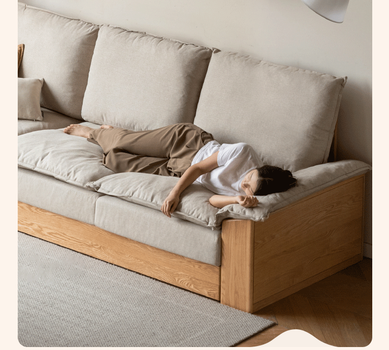 Solid Oak Wood Floor-to-Ceiling Tall Sofa - Modern Living Room Furniture for Small Spaces & Apartment Decor