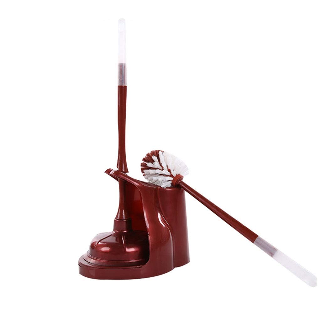 Zxb-Shop Toilet Brush Set with Holder - Long Handle Cleaning Brush & Plunger Combo | Durable Bathroom Cleaning Tools for Home (Red) | Perfect for Deep Cleaning Toilets & Tight Spaces