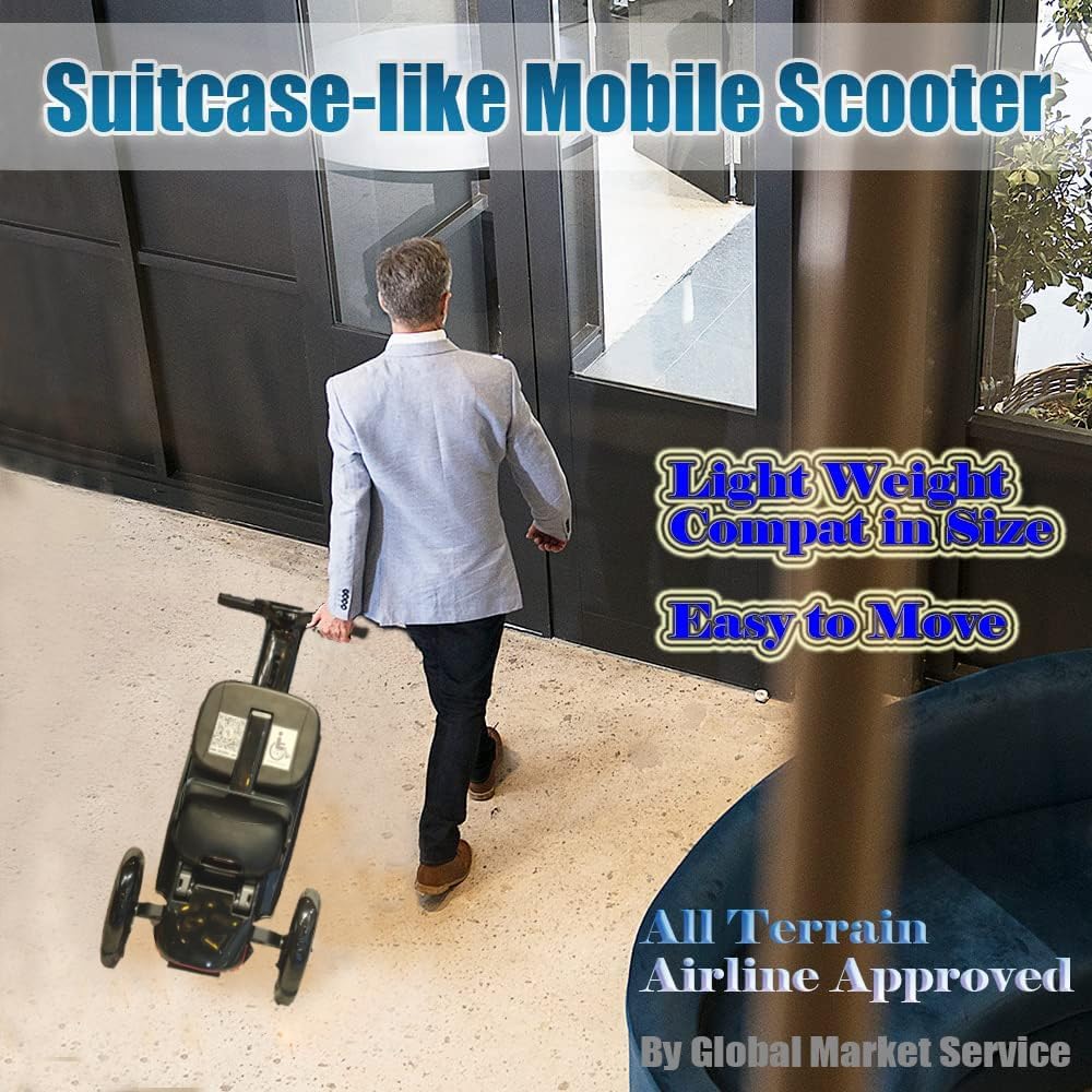 Amebee Foldable Mobility Scooter for Adults & Seniors - Lightweight, Compact & Portable Travel Aid with Strong Frame - Ideal for Shopping, Travel & Daily Commute