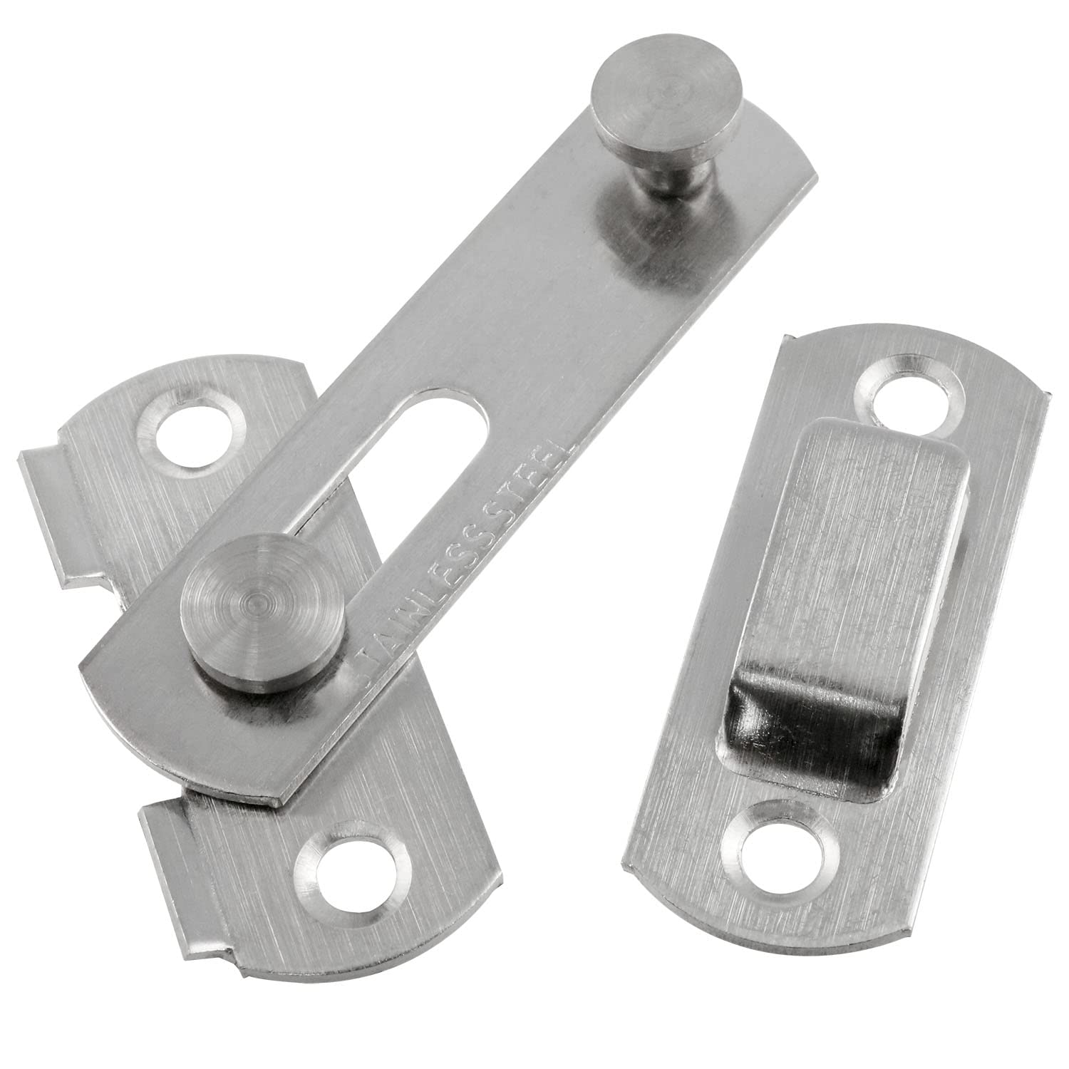 Premium 304 Stainless Steel Gate Latch Lock - Heavy Duty Flip Latch for Sliding Doors, Barns, Chicken Coops - Rustproof Safety Door Lock for Garden, Bathroom, Garage & Outdoor Use (Silver, 2-Pack) - Perfect for Home Security, Pet Enclosures & Window Protection