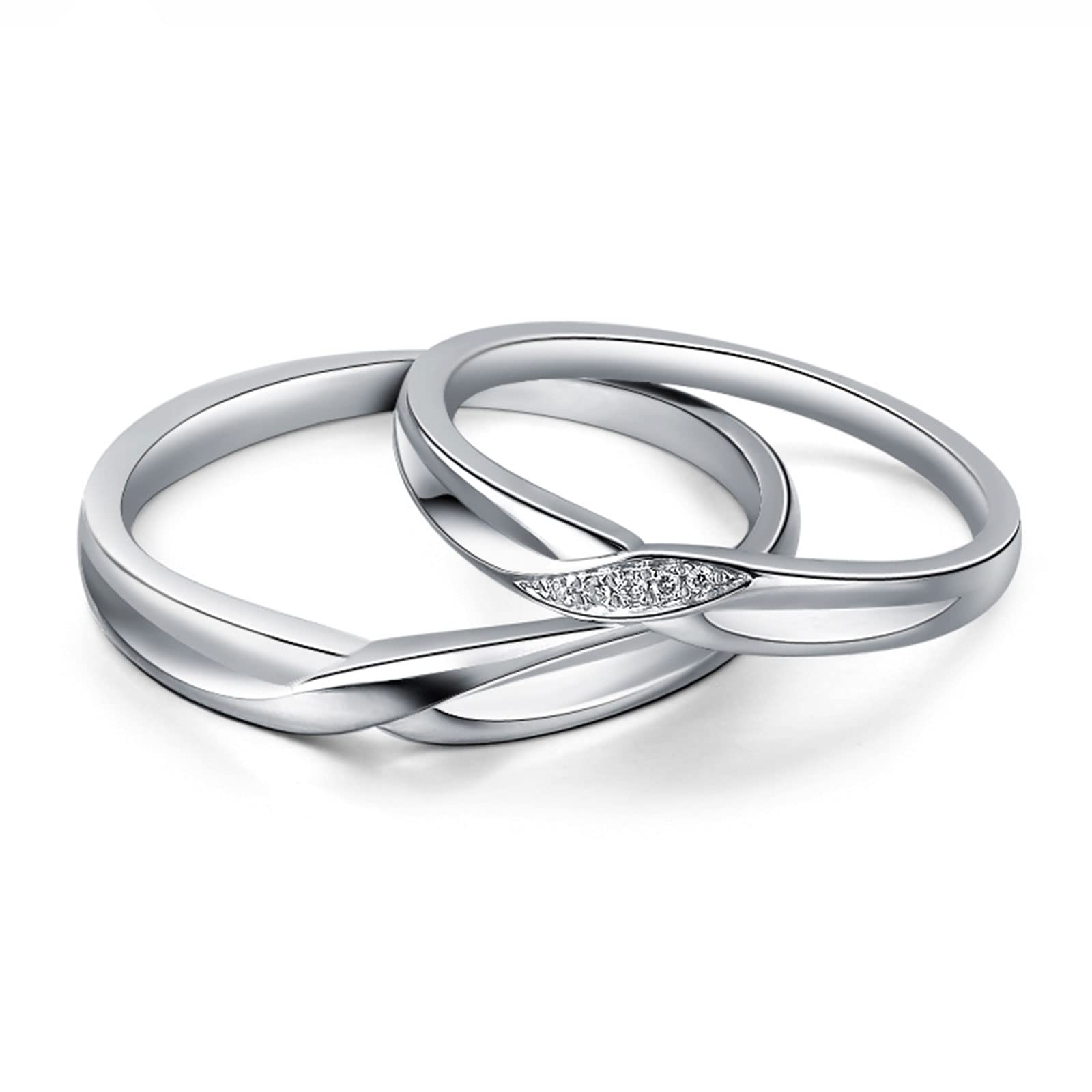 Diamond Matching Couples Rings for Him and Her - Sterling Silver/10K/14K/18K Gold Wedding Promise Rings with Free Engraving | Perfect for Anniversaries, Engagements & Romantic Gifts