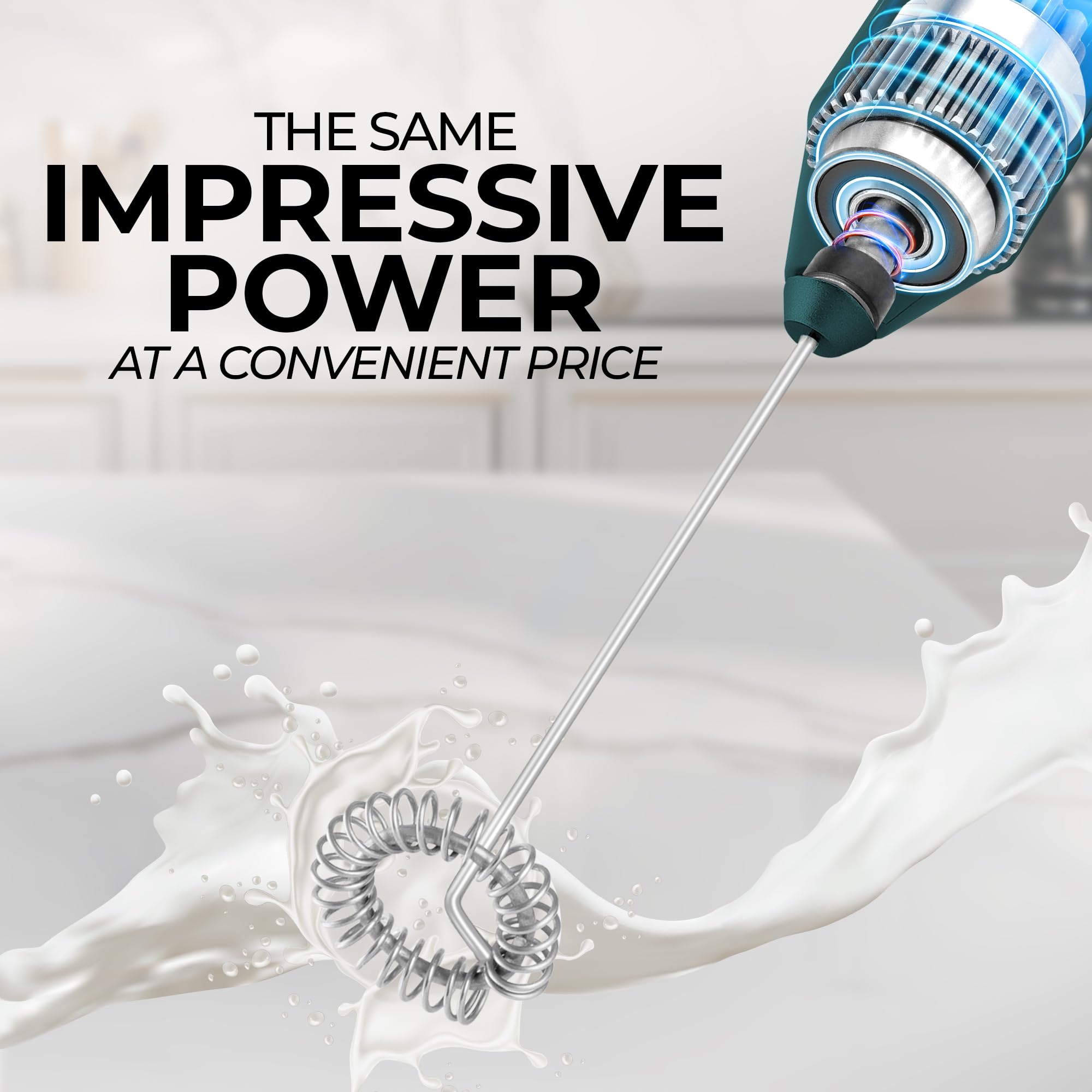Zulay Kitchen Powerful Milk Frother Handheld - Stainless Steel Battery Operated Mini Frother for Coffee, Latte, Cappuccino, Matcha, Hot Chocolate - Perfect for Home, Office & Travel - Dark Green